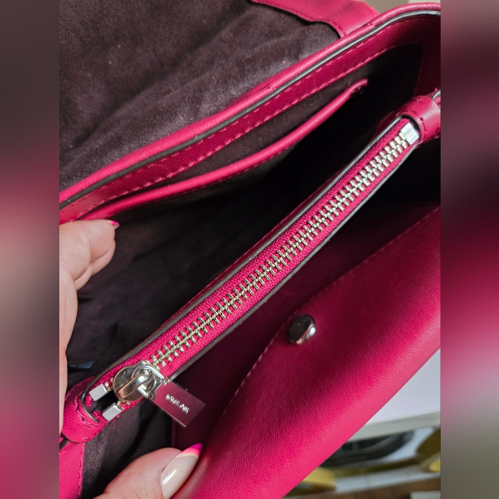 Michael Kors Cece Pink Medium Quilted Leather 2-Way Shoulder Crossbody Bag - Picture 10 of 13